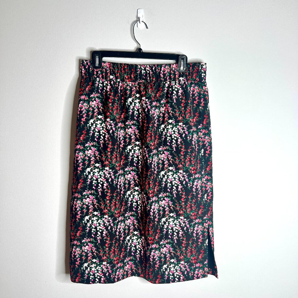 J. Crew Holiday Floral Pull On Slip Skirt Red Pink Fairycore Preppy Sz M